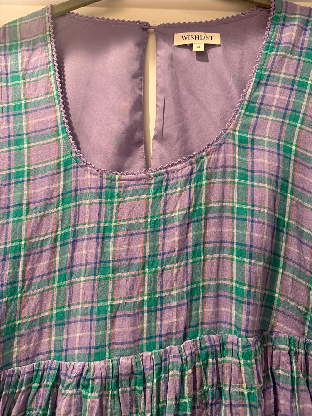 Wishlist Lavender Plaid Puff-Sleeve Casual Dress - Picture 3 of 4